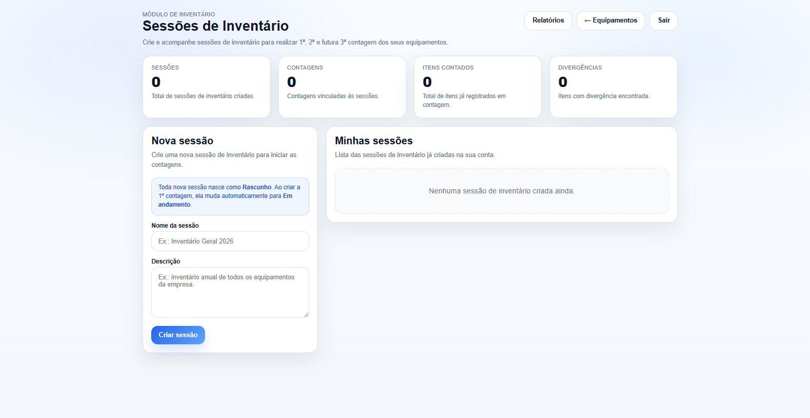 Sessão de inventário